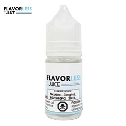 Flavorless is an e-liquid in its purest form. It contains no sugar or flavouring, only the basic components of any liquid being PG, VG and optionally nicotine.